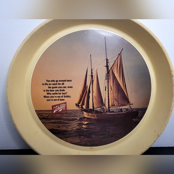 Vintage Schlitz Beer Tray 13" Nautical Ship - Picture 3 of 7